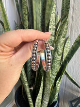 Load image into Gallery viewer, Handmade Sterling Silver Ball Hoop Earrings Signed Nizhoni 1.5”