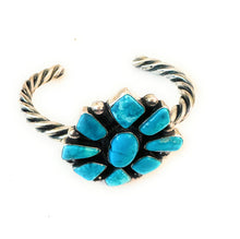 Load image into Gallery viewer, Navajo Kingman Turquoise &amp; Sterling Silver Cluster Cuff Bracelet