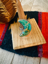 Load image into Gallery viewer, Navajo Turquoise &amp; Sterling Silver Adjustable Moon Ring by Russell Sam