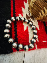 Load image into Gallery viewer, *AUTHENTIC* Navajo 12mm Sterling Silver Beaded Stretch Bracelet (Copy)