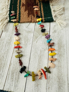 Zuni Multi Stone & Heishi Beaded Fetish Necklace