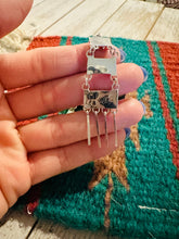 Load image into Gallery viewer, Zuni Sterling Silver &amp; Red Opal Needlepoint Dangle Earrings