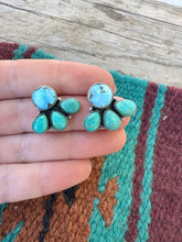 Load image into Gallery viewer, *Authentic* Handmade Golden Hills Turquoise, Kingman Turquoise Sterling Silver 4 Stone Earrings