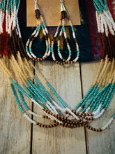 Load image into Gallery viewer, Navajo Sterling Silver &amp; Multicolor Beaded Necklace and Earring Set