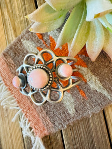 Navajo Queen Pink Conch Shell & Sterling Silver Cuff Bracelet