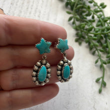 Load image into Gallery viewer, Handmade Star Sterling Silver &amp; Turquoise Dangle Earrings Signed Nizhoni