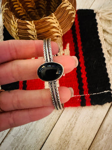 Navajo Sterling Silver & Black Onyx Cuff Bracelet