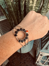 Load image into Gallery viewer, Handmade Sterling Silver, Onyx &amp; Spice Cuff Bracelet Signed Nizhoni