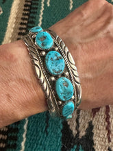 Load image into Gallery viewer, Navajo Old Pawn Natural Kingman Turquoise &amp; Sterling Silver Cuff Bracelet