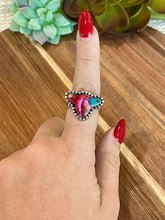 Load image into Gallery viewer, Beautiful Handmade Pink Dream Mojave And Sterling Silver Adjustable  Cow Head Ring