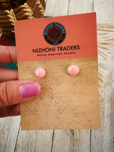 Load image into Gallery viewer, Navajo Sterling Silver &amp; Queen Pink Conch Circle Stud Earrings