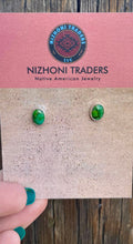 Load image into Gallery viewer, Navajo Sonoran Gold Turquoise &amp; Sterling Silver Stud Earrings