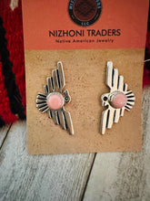 Load image into Gallery viewer, Navajo Sterling Silver &amp; Queen Pink Conch Thunderbird Post Earrings