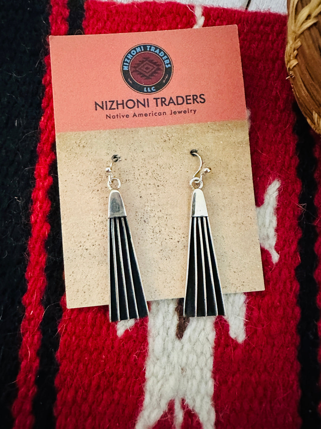 Navajo Hand Stamped Beth Dutton Sterling Silver Dangle Earrings