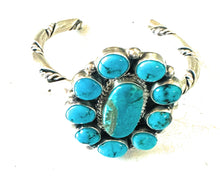 Load image into Gallery viewer, Navajo Kingman Turquoise &amp; Sterling Silver Cluster Cuff Bracelet