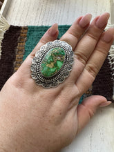 Load image into Gallery viewer, “Desert Treasure” Navajo Sonoran Gold Turquoise &amp; Sterling Silver Ring Size 8.5 Signed S.Tso