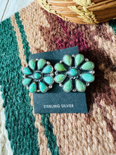 Load image into Gallery viewer, Navajo Sterling Silver &amp; Green Turquoise Cluster Stud Earrings 1 1/8”