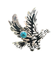 Load image into Gallery viewer, Navajo Sterling Silver &amp; Turquoise Adjustable Eagle Ring by Richard Singer