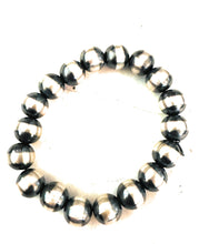 Load image into Gallery viewer, *AUTHENTIC* Navajo 12mm Sterling Silver Beaded Stretch Bracelet (Copy)