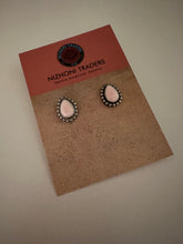 Load image into Gallery viewer, Navajo Sterling Silver and Pink Conch Tear Drop Post Earrings