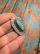 Load image into Gallery viewer, THE POP Handmade Turquoise And Sterling Silver Adjustable Single Stone Statement Ring