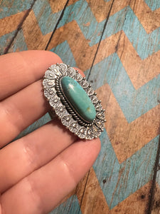 THE POP Handmade Turquoise And Sterling Silver Adjustable Single Stone Statement Ring