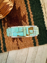 Load image into Gallery viewer, Navajo Number 8 Turquoise &amp; Sterling Silver Inlay Cuff Bracelet