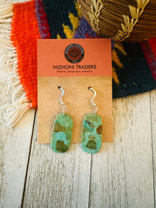 Navajo Sterling Silver & Turquoise Slab Dangle Earrings