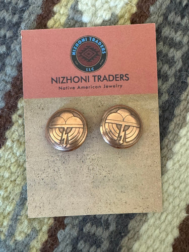 Vintage Handmade Copper Clip On Earrings