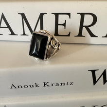 Load image into Gallery viewer, *AUTHENTIC* Navajo Sterling Silver &amp; Black Onyx Rectangular Ring Size 9