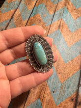 Load image into Gallery viewer, THE POP Handmade Turquoise And Sterling Silver Adjustable Single Stone Statement Ring