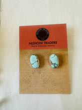 Load image into Gallery viewer, Navajo Turquoise &amp; Sterling Silver Post Earrings Signed