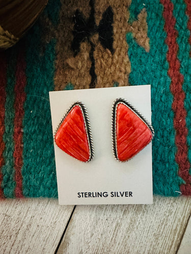 *Authentic* Navajo Sterling Silver & Spiny Oyster Post Earrings