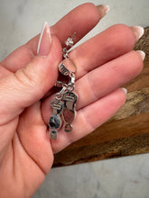 Load image into Gallery viewer, Handmade Sonoran Turquoise, CZ and Sterling Silver Flower Post Dangle Earrings more greens