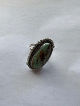 Load image into Gallery viewer, Gorgeous Navajo Sterling Silver &amp; Turquoise Adjustable Ring Signed LK