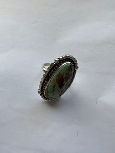 Gorgeous Navajo Sterling Silver & Turquoise Adjustable Ring Signed LK
