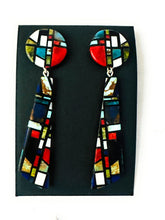 Load image into Gallery viewer, Santo Domingo Multi Stone Inlay Dangle Earrings