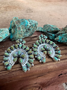 Navajo Turquoise & Sterling Silver Naja Post Earrings