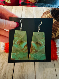 Navajo Sterling Silver & Turquoise Jumbo Slab Dangle Earrings