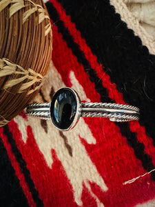 Navajo Sterling Silver & Black Onyx Cuff Bracelet