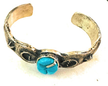 Load image into Gallery viewer, Navajo Turquoise &amp; Sterling Silver Inlay Cuff Bracelet