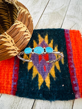 Load image into Gallery viewer, Navajo Sterling Silver &amp; Kingman Turquoise Cuff Bracelet