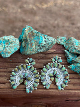 Load image into Gallery viewer, Navajo Turquoise &amp; Sterling Silver Naja Post Earrings