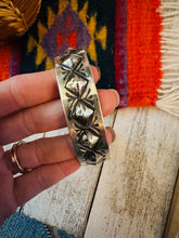 Load image into Gallery viewer, Navajo Hand Stamped Sterling Silver Cuff Bracelet By Elvira Bill