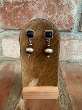 Load image into Gallery viewer, SALE *AUTHENTIC* Nizhoni’s Handmade Sterling Silver Onyx Navajo Pearl Style Dangle Earrings