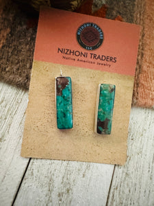 *AUTHENTIC* Navajo Royston Turquoise and Sterling Silver Rectangle Post Earrings