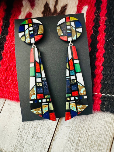 Santo Domingo Multi Stone Inlay Dangle Earrings