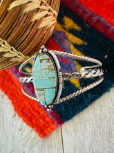 Load image into Gallery viewer, Navajo Turquoise &amp; Sterling Silver Inlay Cuff Bracelet