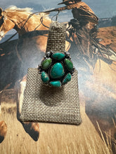 Load image into Gallery viewer, Beautiful Handmade Sonoran Mountain Turquoise And Sterling Silver Adjustable Cluster Ring