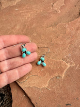 Load image into Gallery viewer, Handmade 3 Stone Natural Turquoise and Sterling Silver Dangles